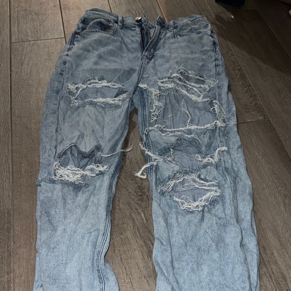 Distressed Blue Jeans